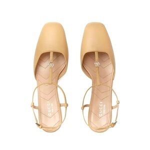 Brand New Gucci Nappa Charlotte Marmont Wheat lt gold sandals Euro sz 40, US 9.5